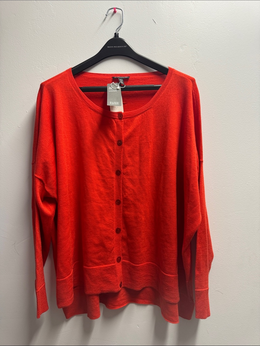 Eileen Fisher merino Bright Red Button-Front Cardigan